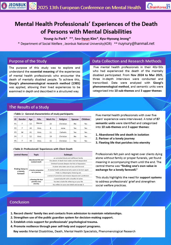 국제학회 “유럽 정신건강 회의” 참여 3번째 첨부파일 이미지