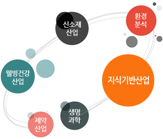 지식기반산업, 환경분석, 신소재산업, 웰빈건강산업, 제약산업, 생명과학